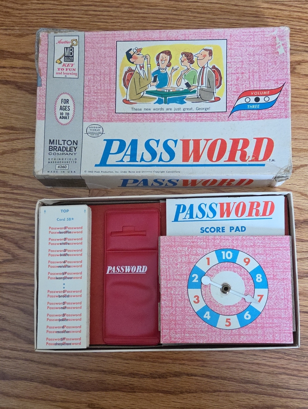 Vintage -1963 Milton Bradley Password Board Game Set with Red Card Holders